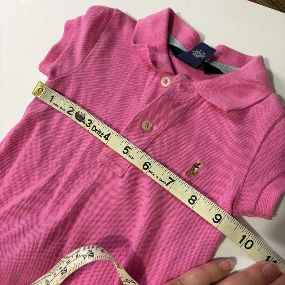 Ralph Lauren Girls Dress 2T Polo Neck Drop Waist Pink Pony Preppy Old Money